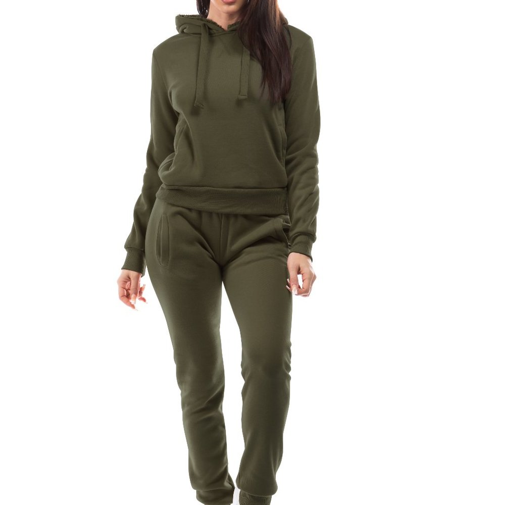 Ladies 2 Pc Fleece Set Army